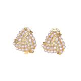 1 par de pendientes de perlas de cobre con incrustaciones cuadradas de estilo simple