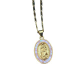 Collar De Concha Con Incrustaciones De Cobre Ovalado De Moda, 1 Pieza