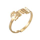 Anillos huecos de acero inoxidable con letras de moda 1 pieza