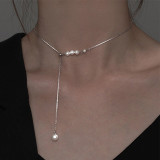 Collar de perlas artificiales con incrustaciones de cobre con gotas de agua de estilo clásico