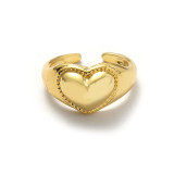 Anillo abierto chapado en oro de 18K chapado en cobre de Color sólido con forma de corazón de estilo Simple estilo INS