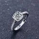 Anillo abierto chapado en oro blanco con incrustaciones de cobre cuadrado geométrico elegante