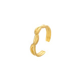 Anillo Abierto Geométrico De Moda Chapado En Acero Inoxidable