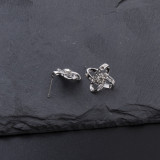 Collar de aretes de diamantes ahuecados de acero inoxidable redondo de estilo simple