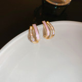 1 par de pendientes colgantes con diamantes de imitación y incrustaciones de cobre con flores dulces