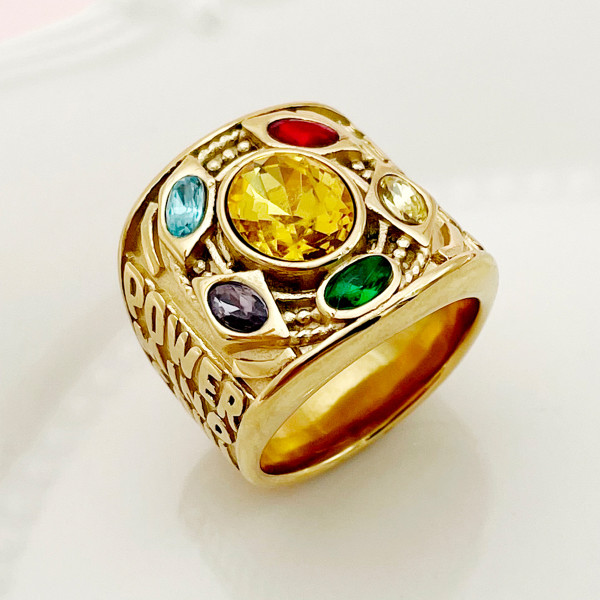 Anillos chapados en oro de circón con incrustaciones de acero inoxidable geométrico estilo romano lujoso retro