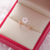 Anillo de flor de circón de cristal de diamante de moda de Corea, anillo de flor de amor salvaje dulce con microincrustaciones, joyería al por mayor