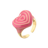Anillos de cobre chapados en esmalte con anillo abierto de cobre en forma de corazón a la moda