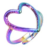 Anillo abierto de acero titanio con forma de corazón, estilo Simple, venta al por mayor, 1 pieza