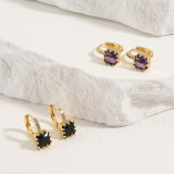 Pendientes De Circón Chapados En Oro Y Cobre Cuadrados De Moda, 1 Par