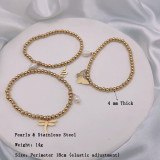 Estilo simple Serpiente Libélula Mariposa Acero inoxidable Chapado con cuentas Ahuecar Pulseras 1 pieza