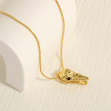 Collar con colgante chapado en oro de 18 quilates con incrustaciones de cobre y cabeza de cocodrilo animal de estilo simple