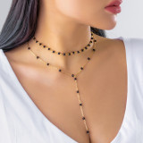 Collar de cristal artificial de cadena chapada con borlas de cobre redondas de estilo simple 1 pieza