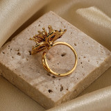 Anillos abiertos chapados en oro de 18K con incrustaciones de cobre y flor dulce estilo IG