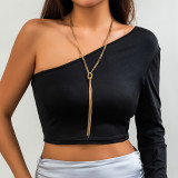 Collar de cadena de borla irregular de cobre con nudo de estilo clásico de estilo simple retro