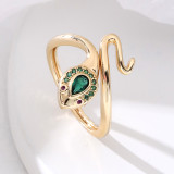 Anillos abiertos de circón con incrustaciones de cobre de serpiente informal