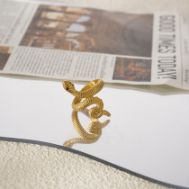 Anillos chapados en oro con revestimiento de esmalte de acero inoxidable estilo serpiente IG