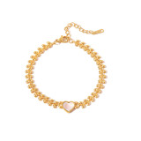 Pulseras de concha chapadas en oro de acero inoxidable con forma de corazón de moda