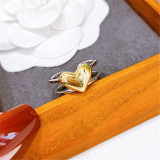 Anillo abierto chapado en cobre con forma de corazón dulce, 1 pieza