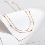 Collar chapado en oro de circón con incrustaciones de cadena de cobreado de color sólido de estilo simple