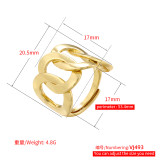 La cadena de cobre del color sólido del estilo simple elegante ahueca hacia fuera los anillos abiertos plateados oro 18K del circón