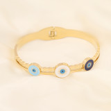 Brazalete esmaltado de acero inoxidable con ojo de viaje retro