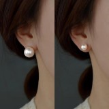 1 par de pendientes redondos chapados en oro y cobre de estilo Simple