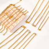 Collar de pulseras chapadas en oro con incrustaciones de acero inoxidable rectangulares con forma de corazón redondo de estilo Simple informal