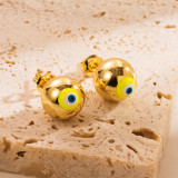 1 par de pendientes esmaltados de cobre con ojo del diablo a la moda