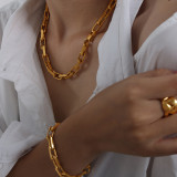 Hip-Hop Rock Punk Color sólido Titanio Chapado en acero Chapado en oro de 18 quilates Collar de pulseras