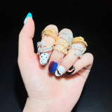 Anillos de circón con incrustaciones de cobre y estrella de estilo simple