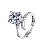 Anillos de diamantes artificiales con incrustaciones de cobre redondos de moda 1 pieza