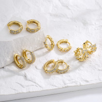 Nuevos pendientes geométricos de circón con microincrustaciones de oro de 18 quilates chapados en cobre a la moda