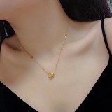 Elegante collar de perlas artificiales con incrustaciones de cobre geométrico