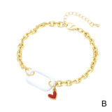 Pulseras de esmalte de cobre con forma de corazón de viaje de estilo simple