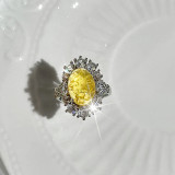 Anillos abiertos de diamantes de imitación con incrustaciones de cobre ovalado retro estilo IG