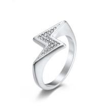 Anillos de acero inoxidable con relámpagos de moda, anillos de acero inoxidable con diamantes de imitación pulidos