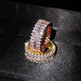 Anillo Fuentes transfronterizas de anillo de circón con incrustaciones Joyería creativa de comercio exterior de moda