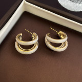1 par de pendientes de esmalte de cobre con flor dulce