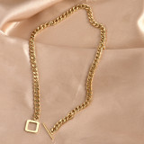 Collar de acero de titanio simple a la moda, cadena de clavícula chapada en oro de 18 quilates