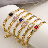Pulseras De Circón Con Incrustaciones De Cobre Cuadradas De Moda