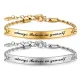 Pulseras redondas de identificación con revestimiento de acero y titanio para mujer