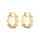Collar con pendientes de piedras preciosas artificiales de cobre y flores a la moda para mujer