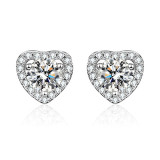 Pendientes con forma de corazón geométricos de moda con diamantes de imitación de cobre 1 par