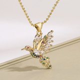 Collar pendiente del Zircon plateado oro brillante del cobre 18K del pájaro del estilo moderno a granel