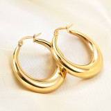 1 par de pendientes chapados en oro de 18 quilates de cobre con forma de U de estilo Simple Retro a rayas