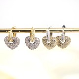 Pendientes de circonita con microconjunto de cobre, pendientes femeninos de diseño creativo en forma de corazón