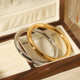 Brazalete chapado en oro de 18 quilates con revestimiento de acero inoxidable de color sólido estilo vintage estilo nórdico estilo IG al por mayor