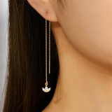 Línea de oreja de circón con incrustaciones de cobre y mariposa en forma de corazón a la moda, 1 par