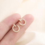 Pendientes De Aro Con Zircon Chapado En Cobre Geométrico De Moda 1 Par